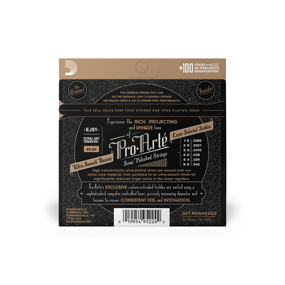 Dây Đàn Guitar Classic D'Addario EJ51 Pro-Arte with Polished Basses, Hard Tension-Mai Nguyên Music