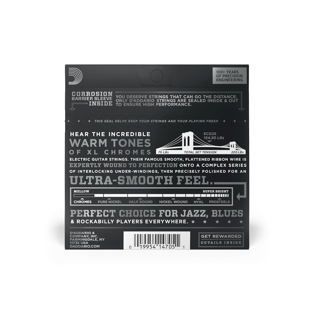 Dây Đàn Guitar Điện D'Addario ECG25 Chromes Flat Wound, Light, 12-52-Mai Nguyên Music