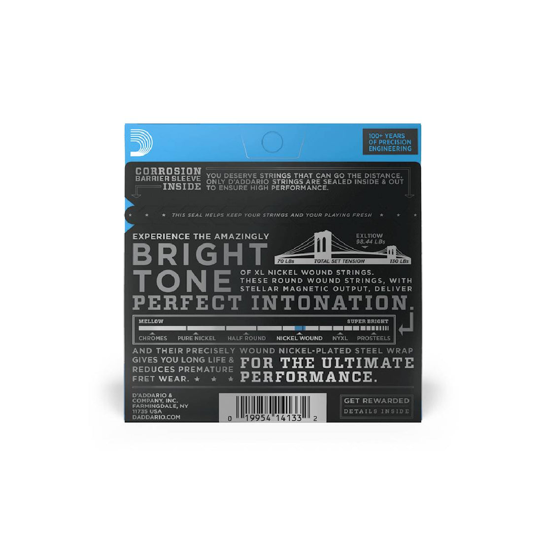 Dây Đàn Guitar Điện D'Addario EXL110W Nickel Wound, Regular Light, Wound 3rd, 10-46-Mai Nguyên Music