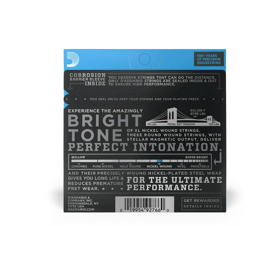Dây Đàn Guitar Điện D'Addario EXL120-7 Nickel Wound, 7-String, Super Light, 9-54-Mai Nguyên Music