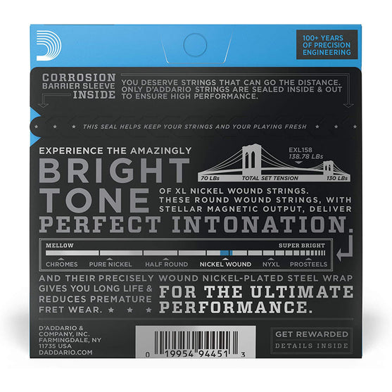 Dây Đàn Guitar Điện D'Addario EXL158 Light XL Nickel Wound, 013-062 Light Baritone-Mai Nguyên Music