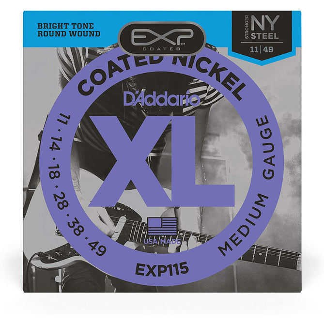 Dây Đàn Guitar Điện D'Addario EXP115 Coated Nickel Wound, Medium/Blues/Jazz, 11-49-Mai Nguyên Music