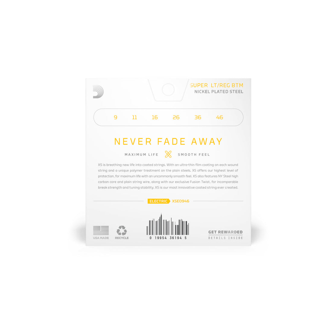 Dây Đàn Guitar Điện D'Addario XSE0946 Nickel-plated Steel Coated, Super Light Top, 9-46-Mai Nguyên Music