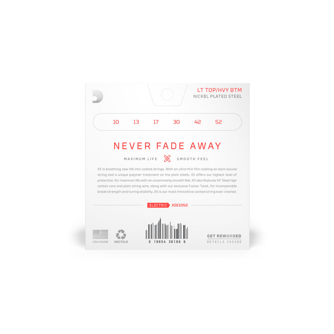 Dây Đàn Guitar Điện D'Addario XSE1052 Nickel-plated Steel Coated, Light Top, 10-52-Mai Nguyên Music