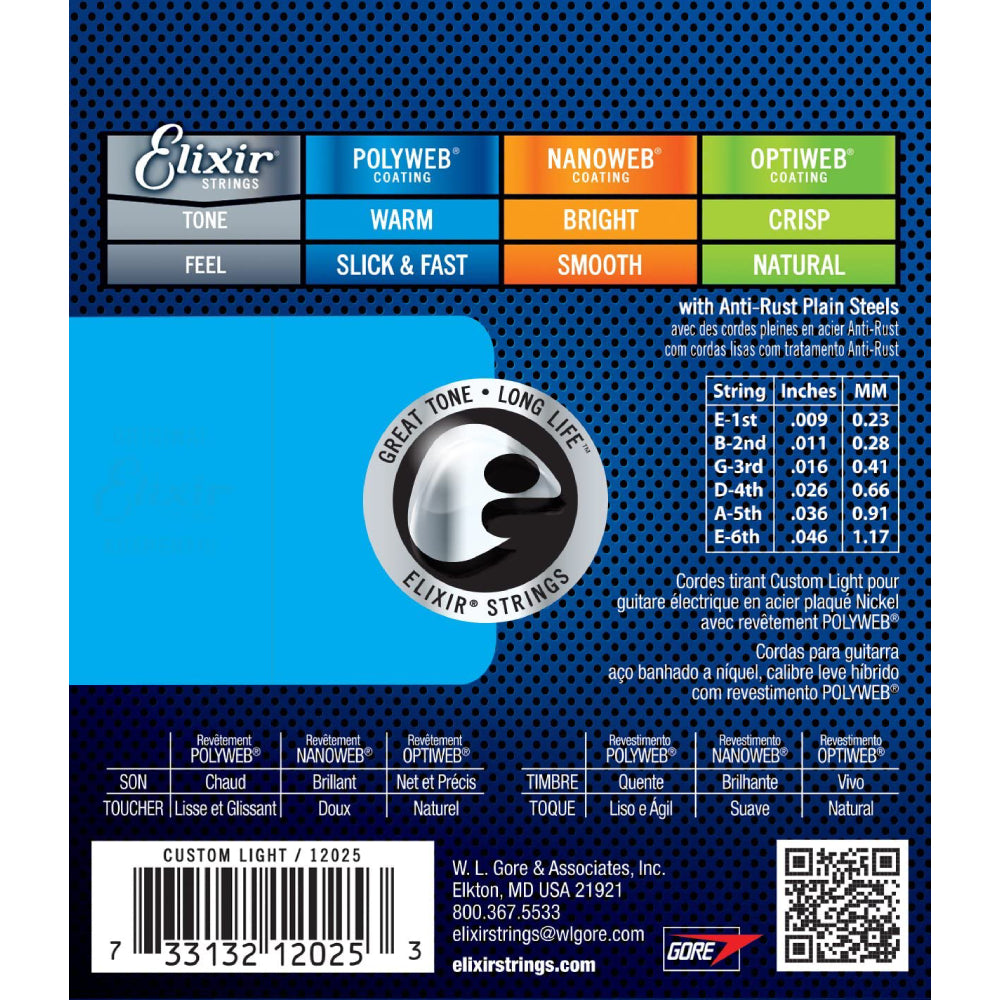 Dây Đàn Guitar Điện Elixir 12025 Polyweb Custom Light, 09-46-Mai Nguyên Music