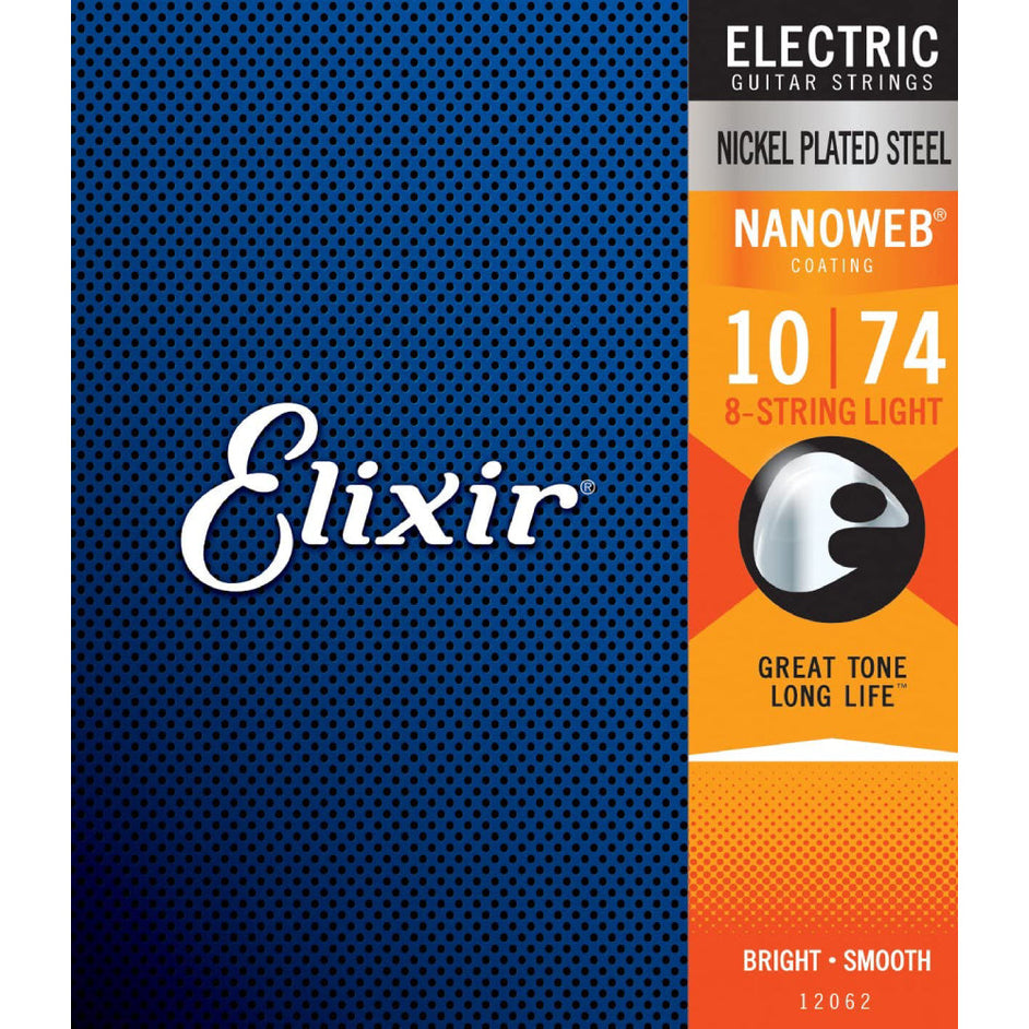 Dây Đàn Guitar Điện Elixir 12062 Nanoweb Light 8-String 10-74-Mai Nguyên Music