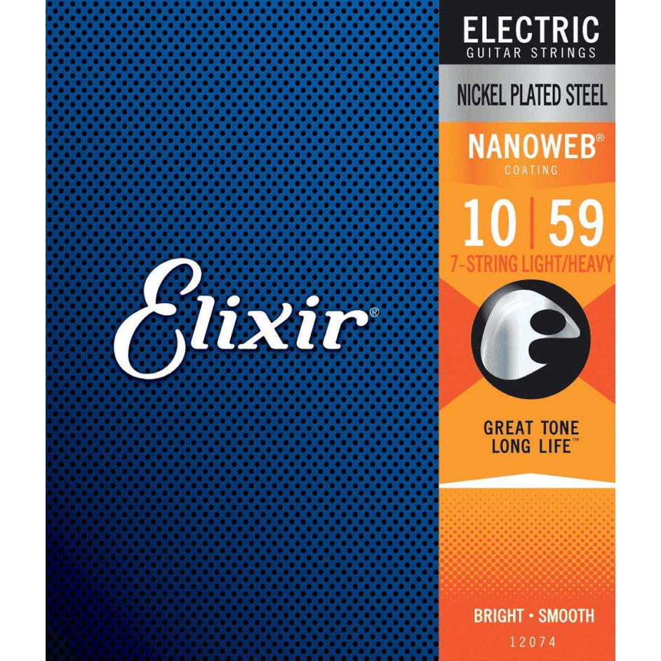 Dây Đàn Guitar Điện Elixir 12074 Nanoweb Light-Heavy 7-String, 10-59-Mai Nguyên Music