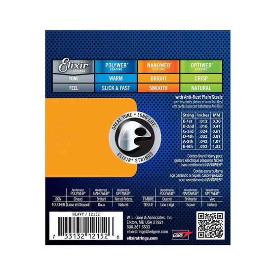 Dây Đàn Guitar Điện Elixir 12152 Nanoweb Heavy 12-52-Mai Nguyên Music
