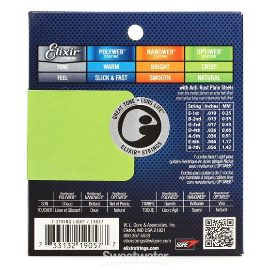 Dây Đàn Guitar Điện Elixir 19057 Optiweb 7-Strings Light 10-56-Mai Nguyên Music