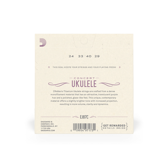 Dây Đàn Ukulele Concert D'Addario EJ87C Titanium-Mai Nguyên Music