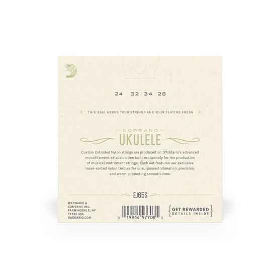 Dây Đàn Ukulele Soprano D'Addario EJ65S Pro-Arte Custom Extruded-Mai Nguyên Music