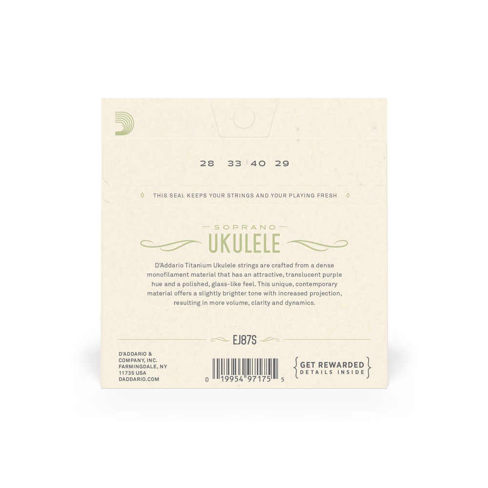Dây Đàn Ukulele Soprano D'Addario EJ87S Titanium-Mai Nguyên Music