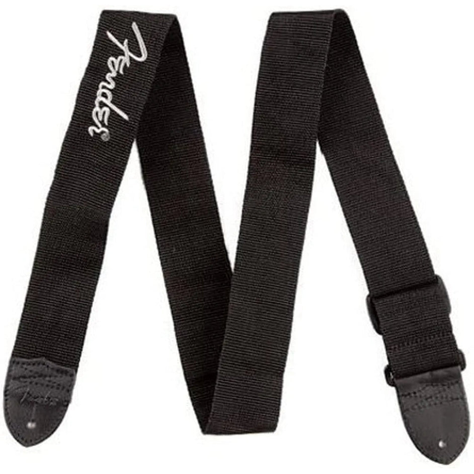 Dây Đeo Đàn Guitar Fender 2 Inch Black Poly - Black with White Fender Logo-Mai Nguyên Music