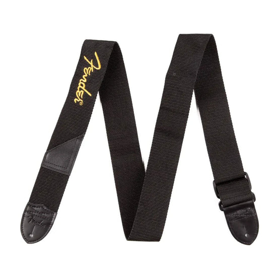 Dây Đeo Đàn Guitar Fender 2inch Black Poly, Black w/ Yellow Logo-Mai Nguyên Music
