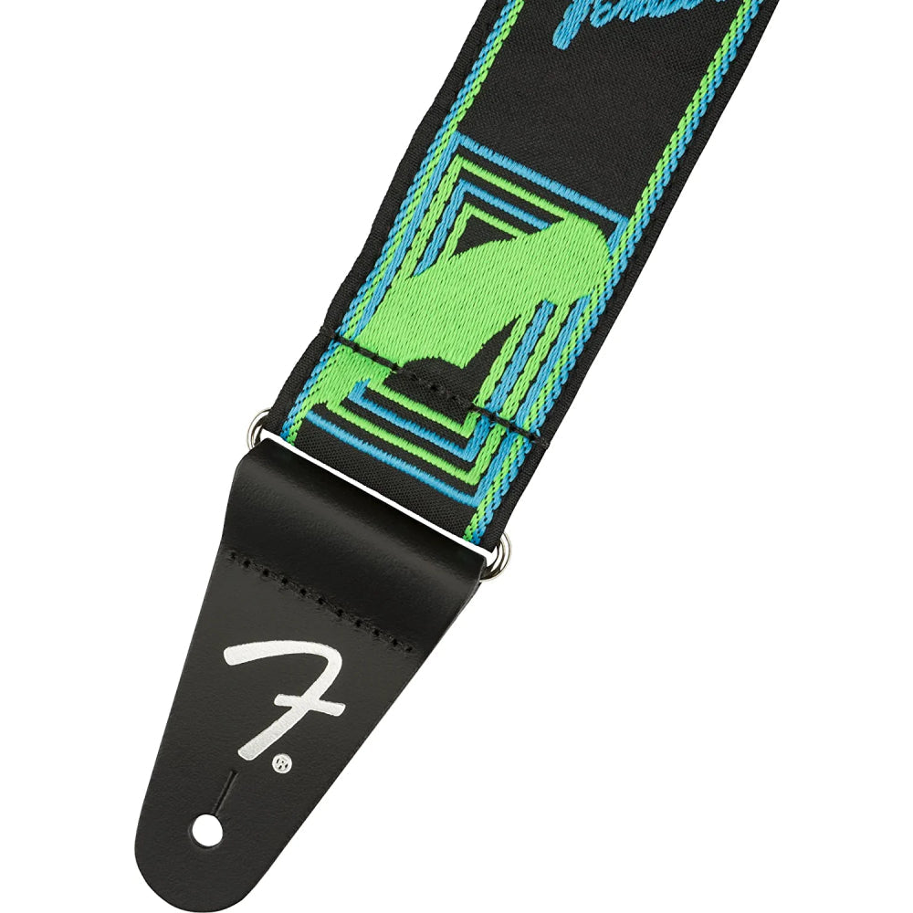 Dây Đeo Đàn Guitar Fender Neon Monogram, Green/Blue-Mai Nguyên Music