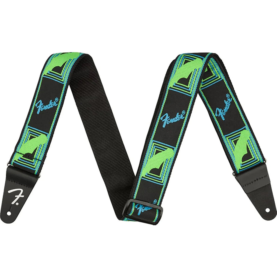 Dây Đeo Đàn Guitar Fender Neon Monogram, Green/Blue-Mai Nguyên Music