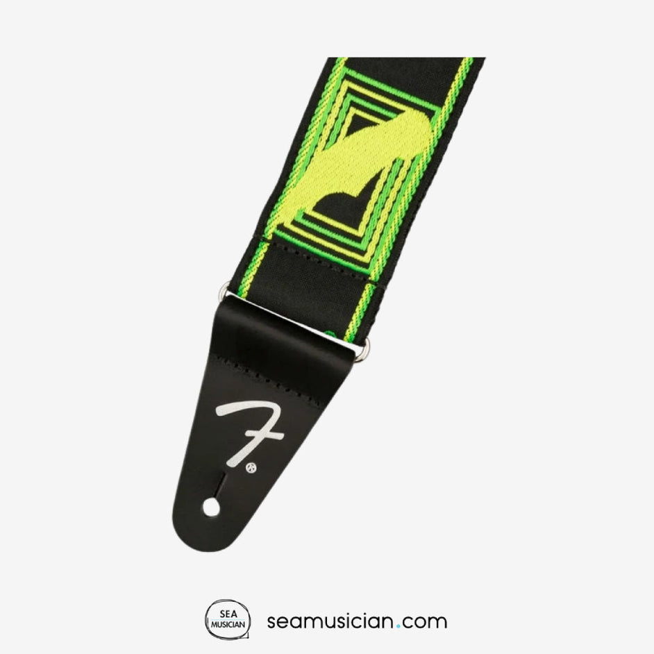 Dây Đeo Đàn Guitar Fender Neon Monogram, Green/Yellow-Mai Nguyên Music