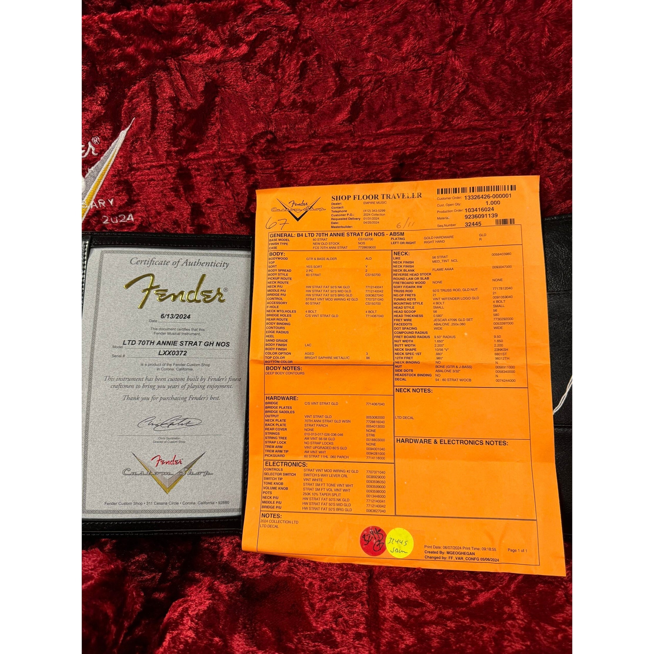 Fender Custom Shop Limited Edition 70th Anniversary Stratocaster NOS-Mai Nguyên Music