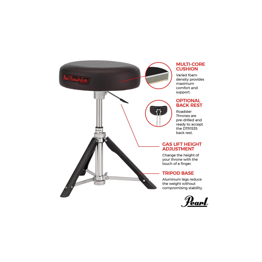 Ghế Trống Pearl D1500RGL Nâng Bằng Khí Nén-Mai Nguyên Music
