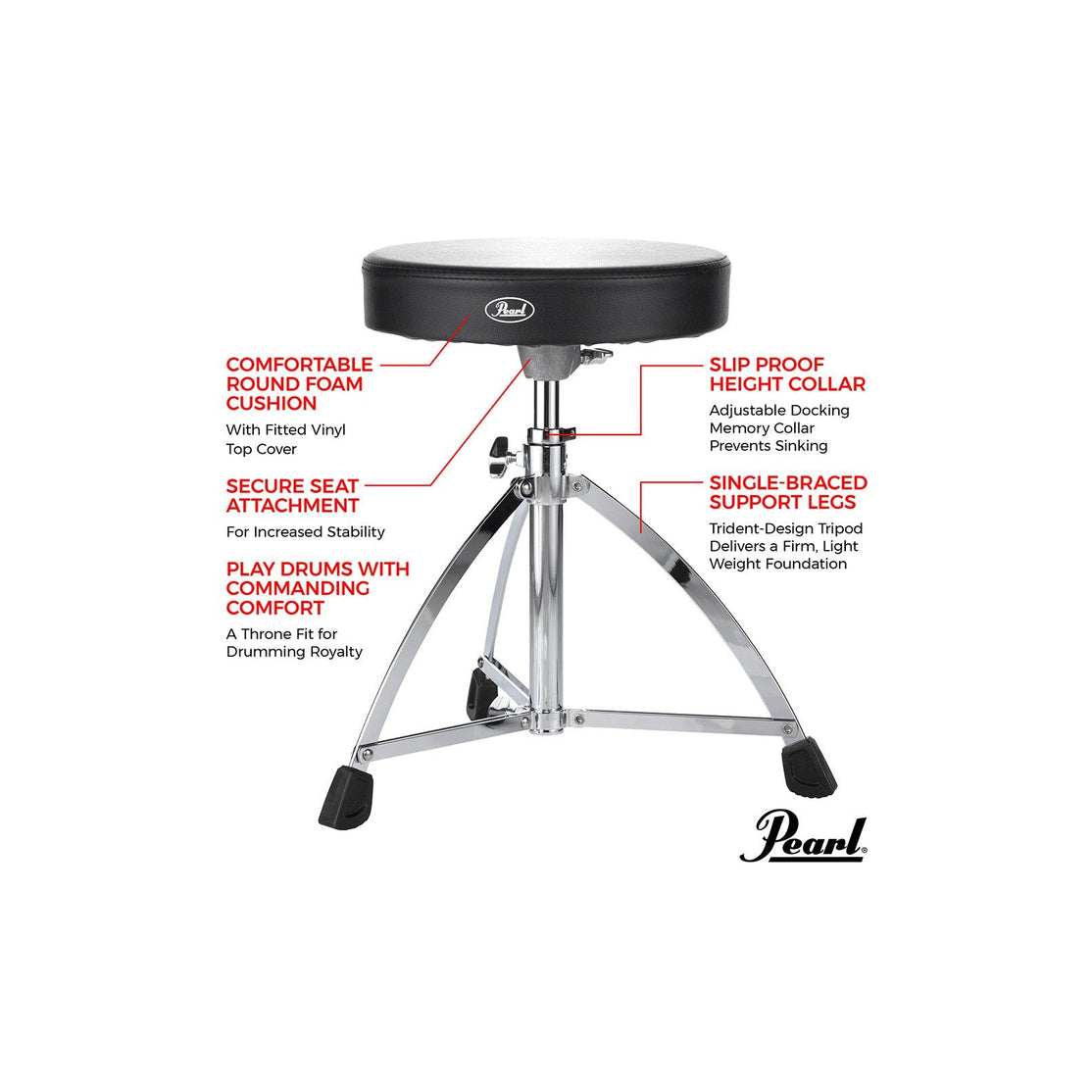 Ghế Trống Pearl D730S Chân Giằng Đơn-Mai Nguyên Music