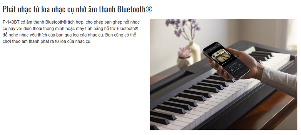 Phát nhạc từ loa nhạc nhờ âm thanh Bluetooth trên Yamaha P143BT