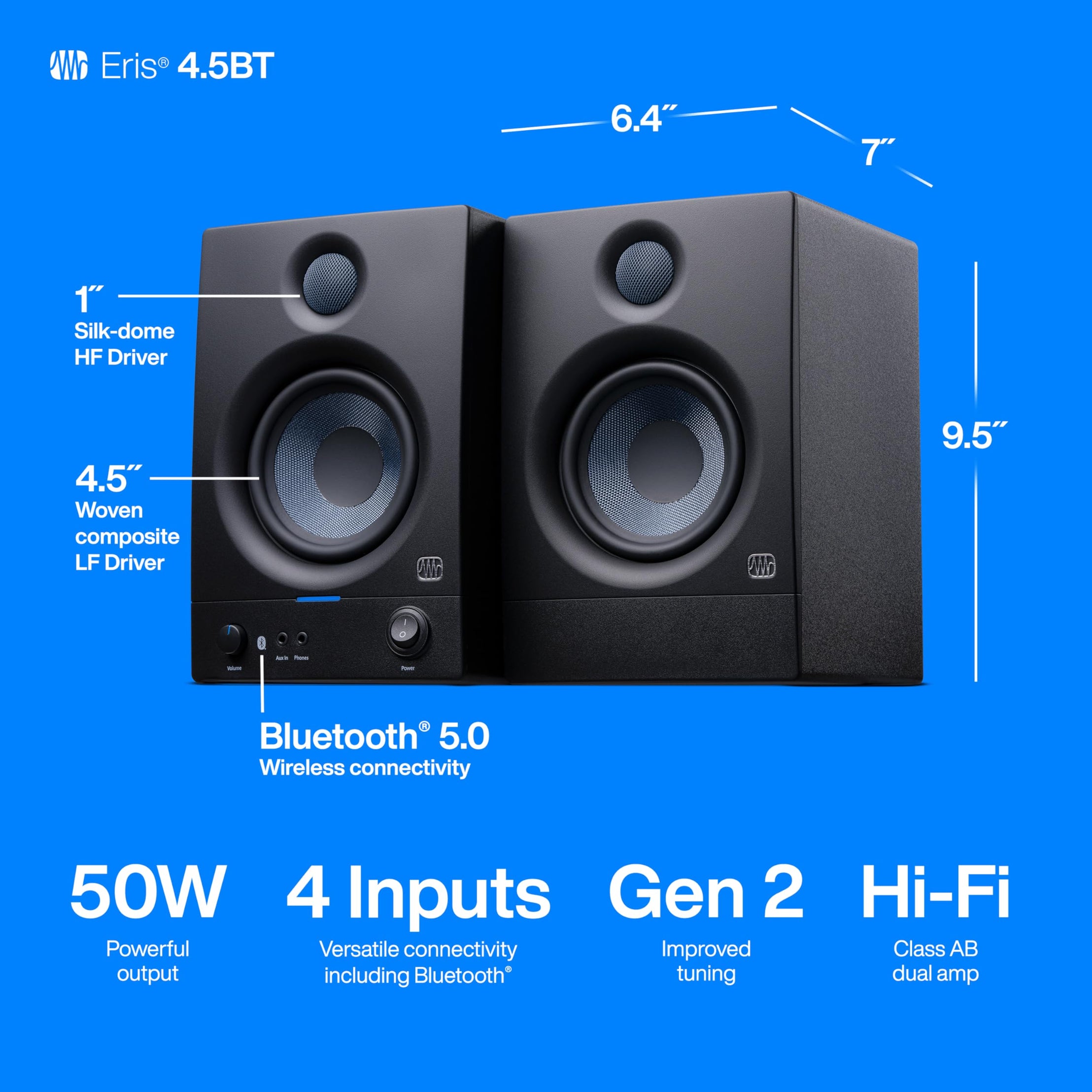Loa Kiểm Âm Bluetooth PreSonus Eris 4.5 BT Gen 2 (Cặp)-Mai Nguyên Music