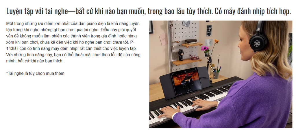 Kết nối tai nghe trên Yamaha P143BT