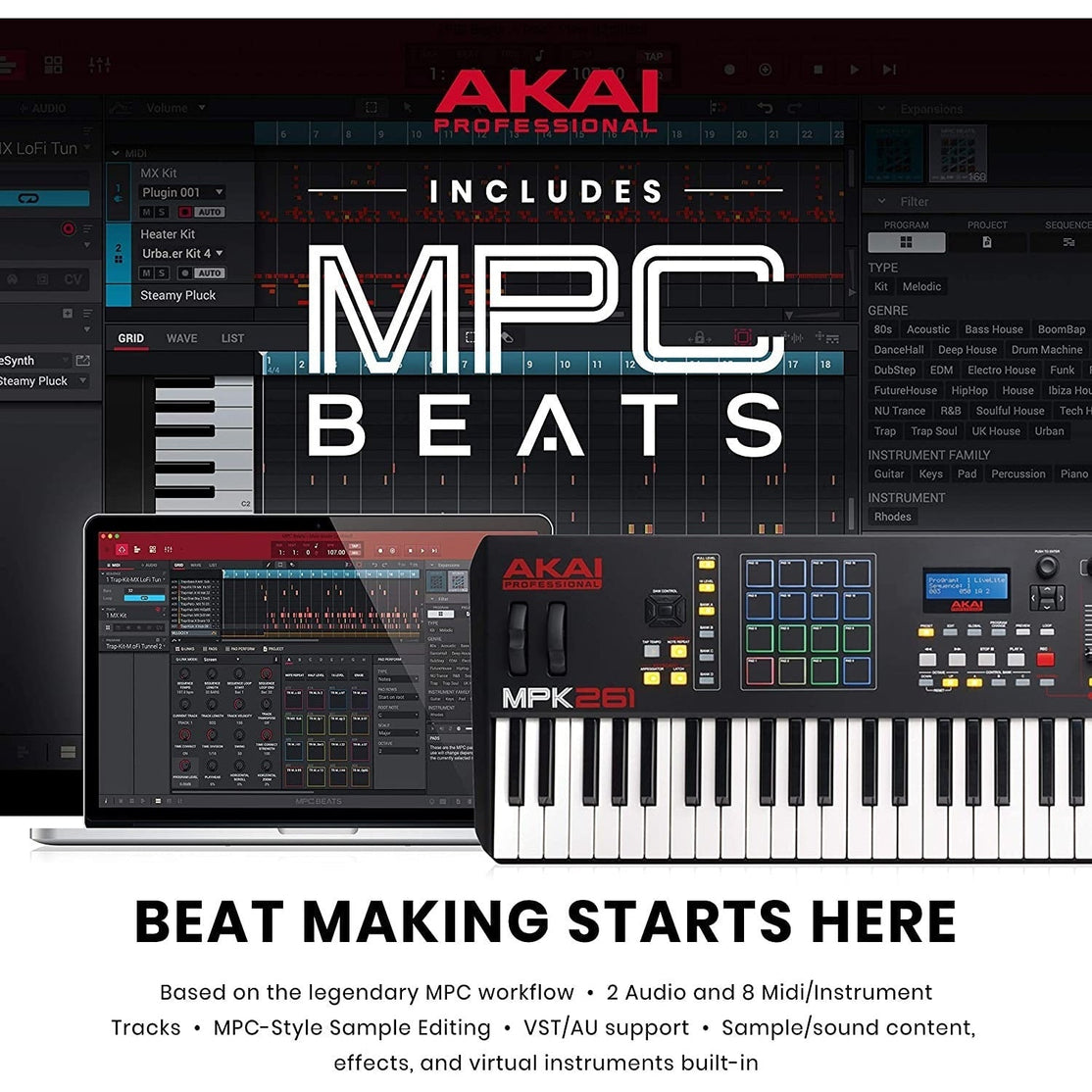 MIDI Keyboard Controller Akai Professional MPK261-Mai Nguyên Music