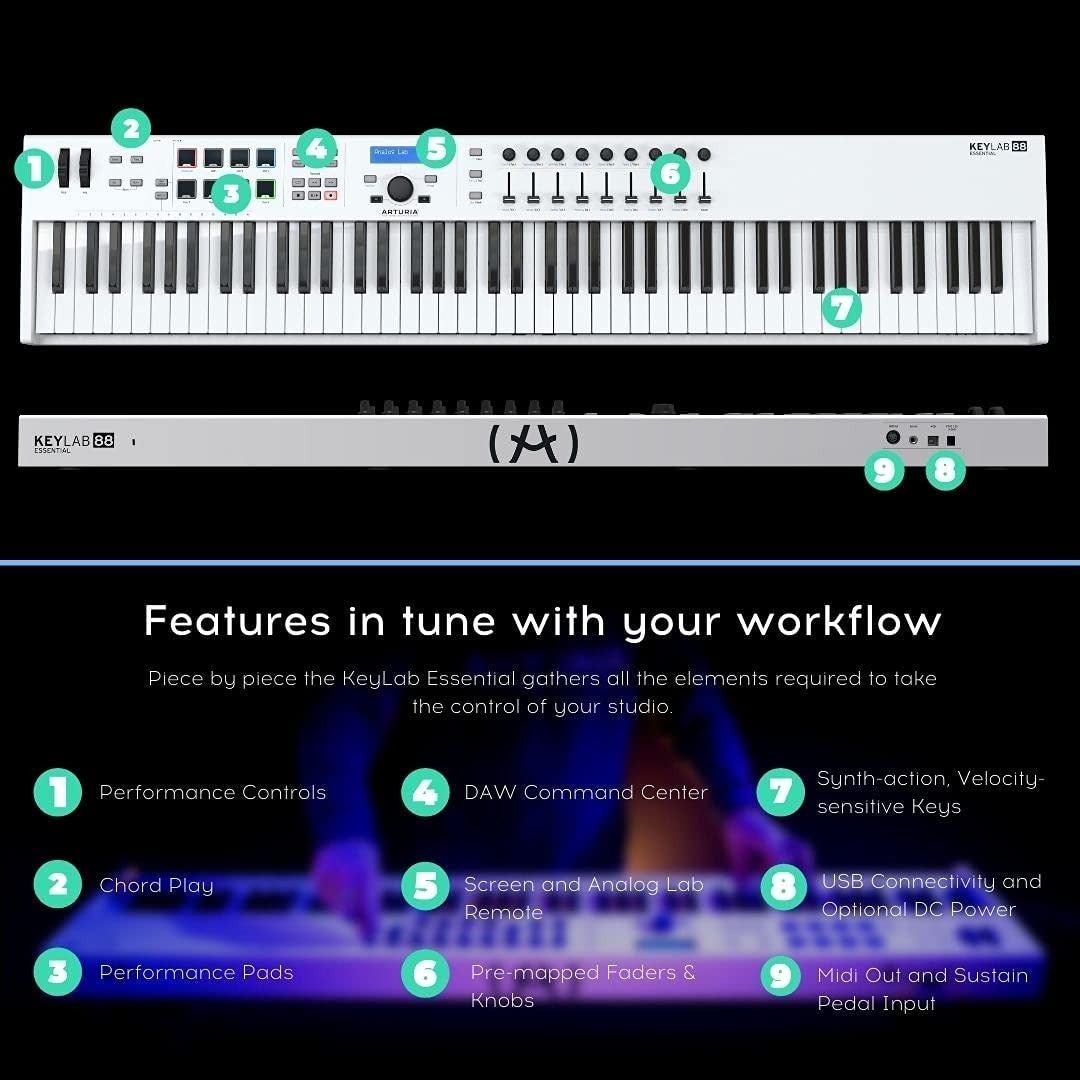 MIDI Keyboard Controller Arturia Keylab Essential 88-Mai Nguyên Music