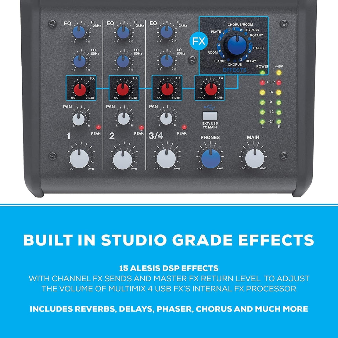 Mixer Alesis MultiMix 4 USB Mixer With FX-Mai Nguyên Music