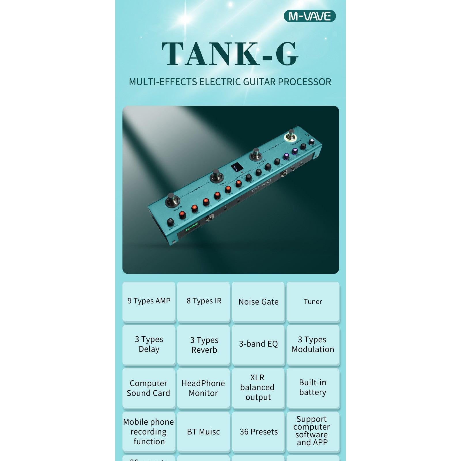 Multi Effect Pedal Guitar M-Vave Tank G-Mai Nguyên Music