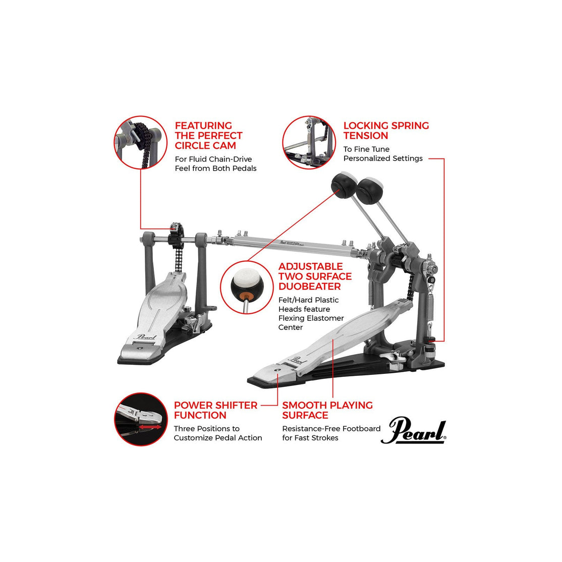 Pedal Đôi Trống Bass Pearl P1032 Eliminator Solo Black-Mai Nguyên Music