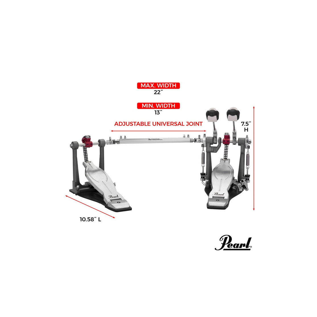 Pedal Đôi Trống Bass Pearl P1032R Eliminator Solo Red-Mai Nguyên Music