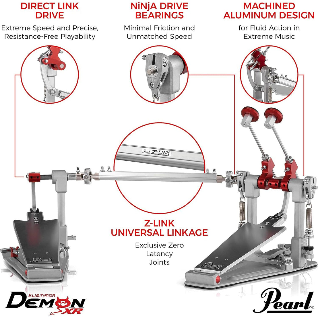 Pedal Đôi Trống Bass Pearl P3502D Demon Drive XR Machined-Mai Nguyên Music
