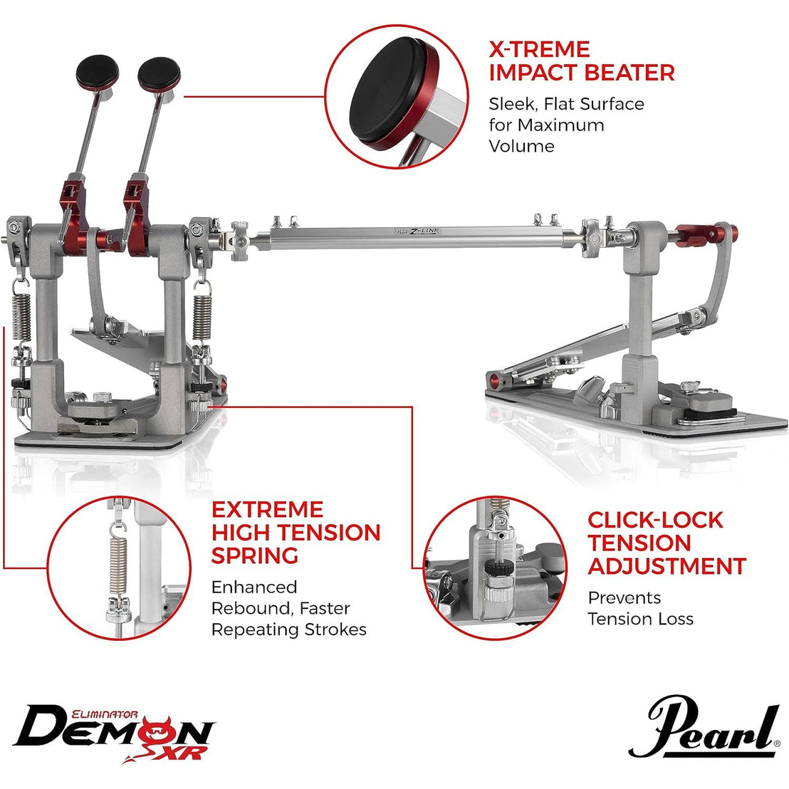 Pedal Đôi Trống Bass Pearl P3502D Demon Drive XR Machined-Mai Nguyên Music