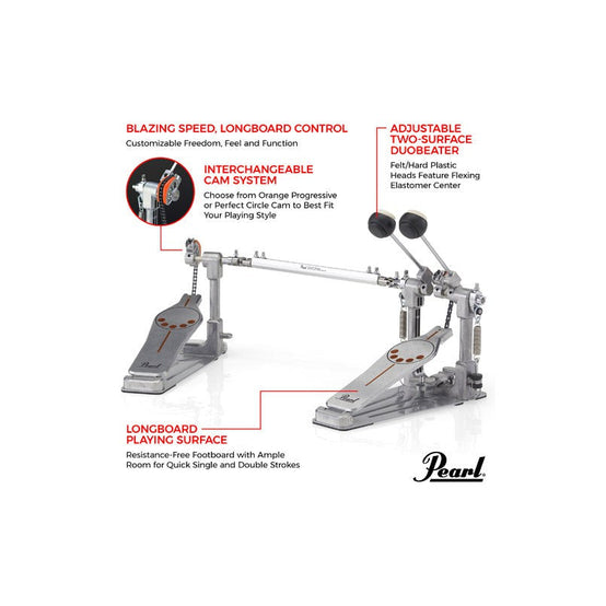 Pedal Đôi Trống Bass Pearl P932 Demon-Style Longboard-Mai Nguyên Music