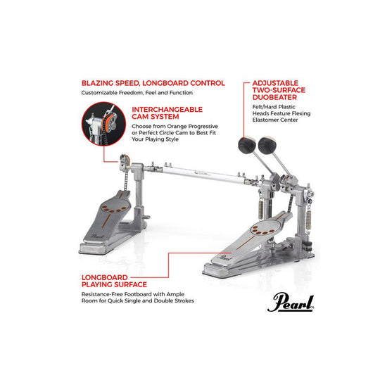 Pedal Đôi Trống Bass Pearl P932 Demon-Style Longboard-Mai Nguyên Music