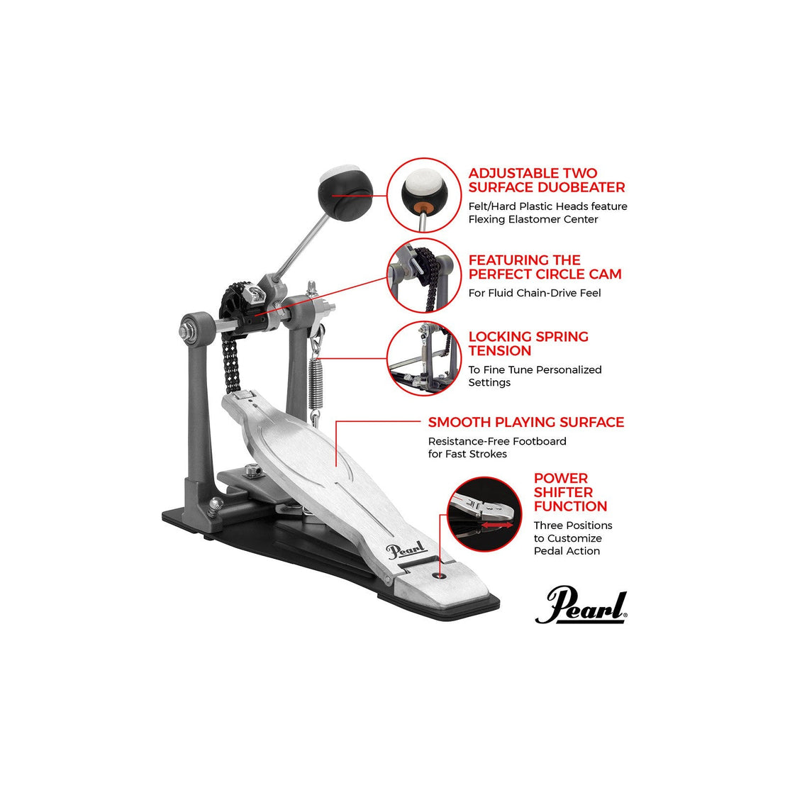 Pedal Đơn Trống Bass Pearl P1030 Eliminator Solo Black-Mai Nguyên Music