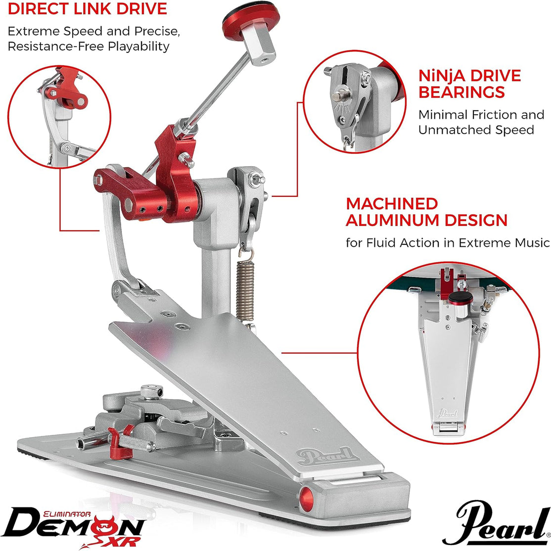 Pedal Đơn Trống Bass Pearl P3500D Demon Drive XR Machined-Mai Nguyên Music