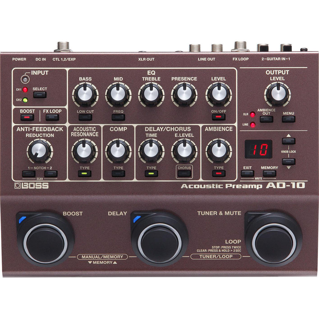 Pedal Guitar Boss AD-10 Acoustic Preamp-Mai Nguyên Music