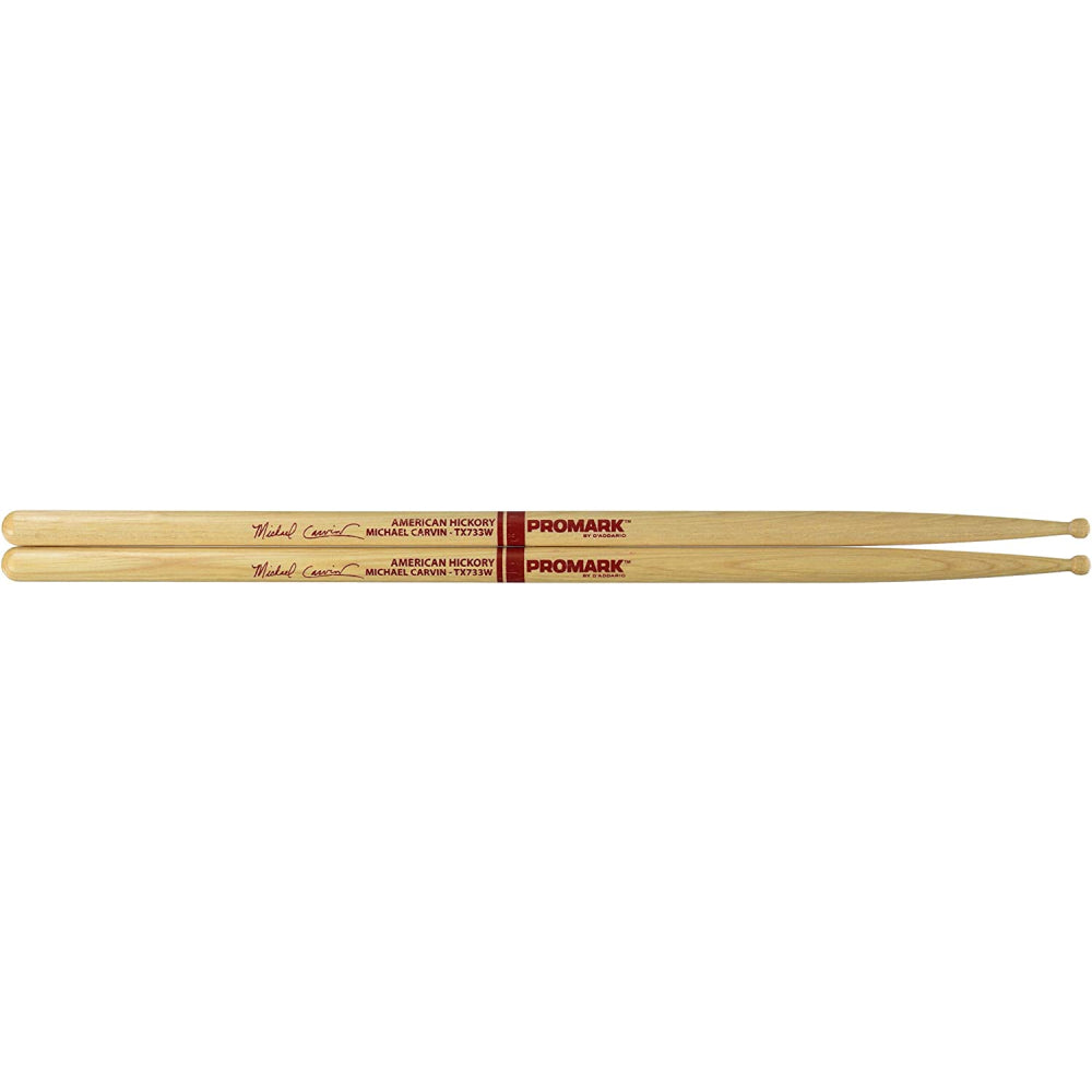 Promark TX733W Hickory 733 Michael Carvin Drumsticks, Wood Tip-Mai Nguyên Music