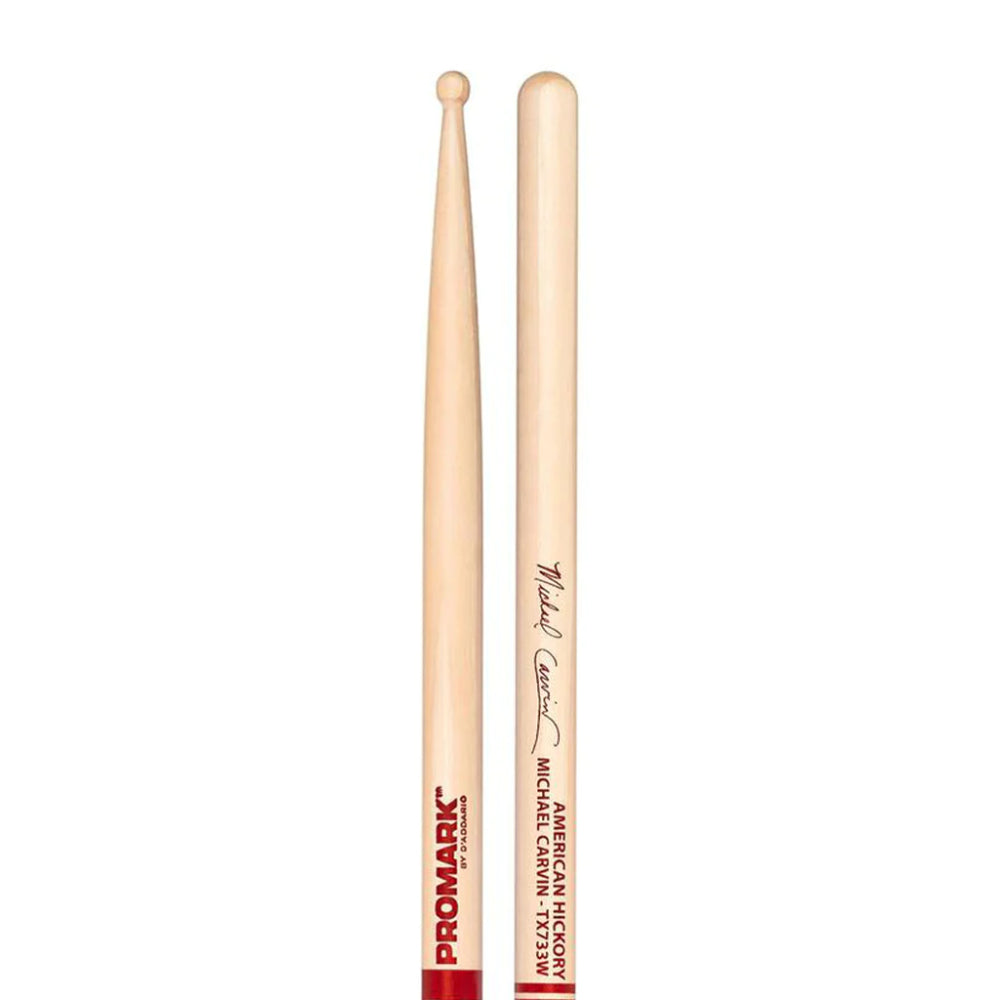 Promark TX733W Hickory 733 Michael Carvin Drumsticks, Wood Tip-Mai Nguyên Music