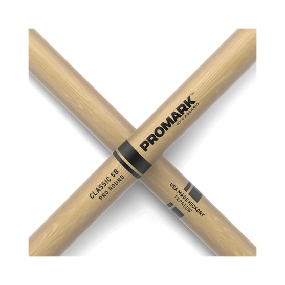 Promark TXPR5BW Pro-Round Hickory 5B Drumsticks, Wood Tip-Mai Nguyên Music