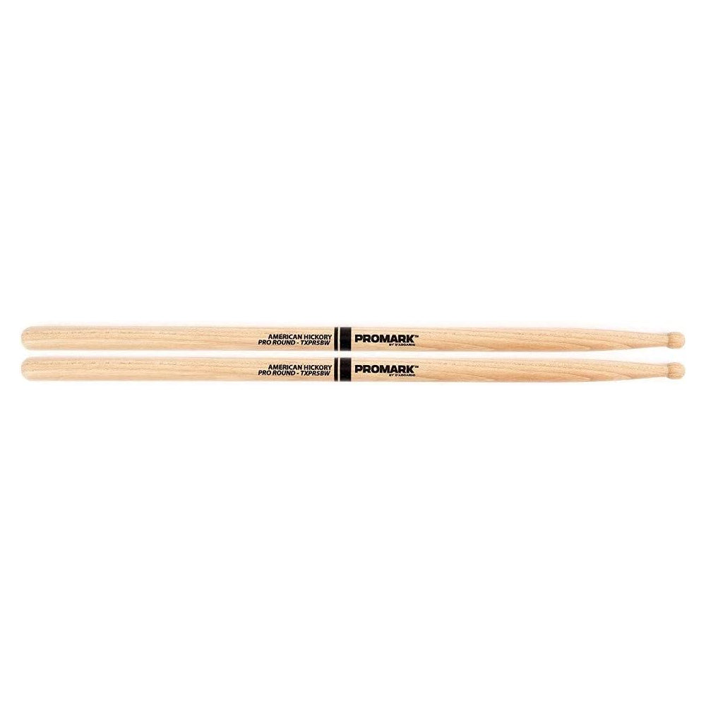 Promark TXPR5BW Pro-Round Hickory 5B Drumsticks, Wood Tip-Mai Nguyên Music