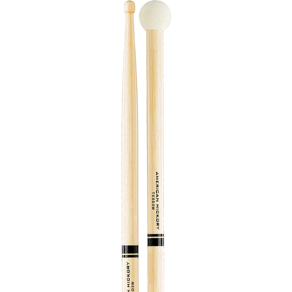Promark TXSD5W Hickory SD5 Light Multi Percussion Stick, Wood Tip, Felt Butt-Mai Nguyên Music