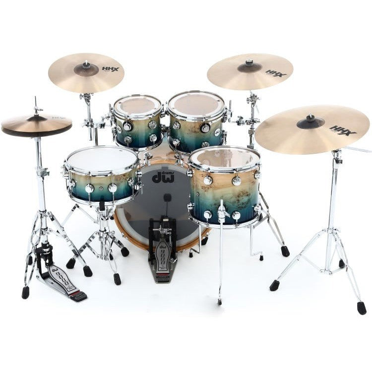 Trống Cơ DW Collector's Series Mapa Burl Exotic 5-Pcs Shell Pack - Cobalt Blue to Natural Fade-Mai Nguyên Music