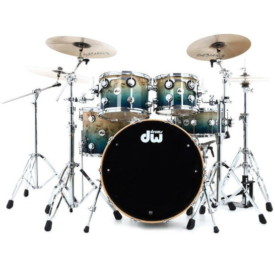 Trống Cơ DW Collector's Series Mapa Burl Exotic 5-Pcs Shell Pack - Cobalt Blue to Natural Fade-Mai Nguyên Music