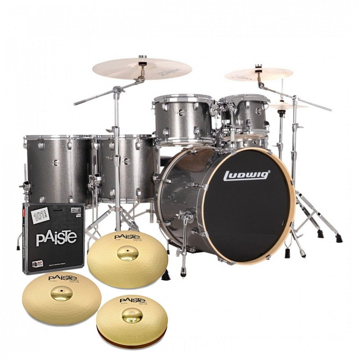 Trống Cơ Ludwig Evolution 22" 6-Pc Shell Pack w/Paiste Cymbal (22"/10"/12"/14"/14"/16")-Mai Nguyên Music