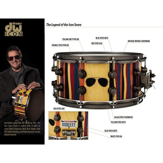 Trống Snare DW Collector's Series Jim Keltner DW ICON 6.5"x14"-Mai Nguyên Music