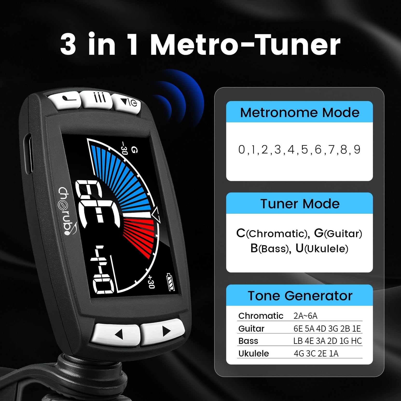 Tuner Đàn Guitar Cherub WMT-560 3 In 1 Metronome Tuner-Mai Nguyên Music